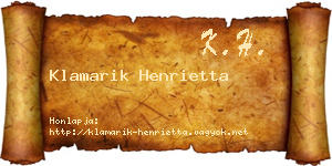 Klamarik Henrietta névjegykártya